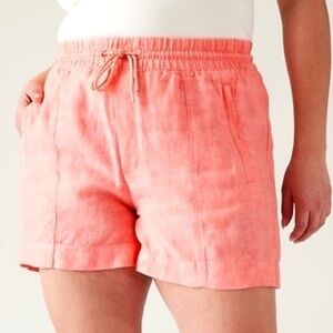 NWT Athleta Retreat Linen Shorts Peach Orange Sunset Coral Size 20